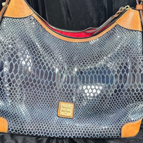 Dooney & Bourke: Equestrian All Leather Saddle Bag/Snakeskin Embossed Erica Bag - Picture 2 of 16